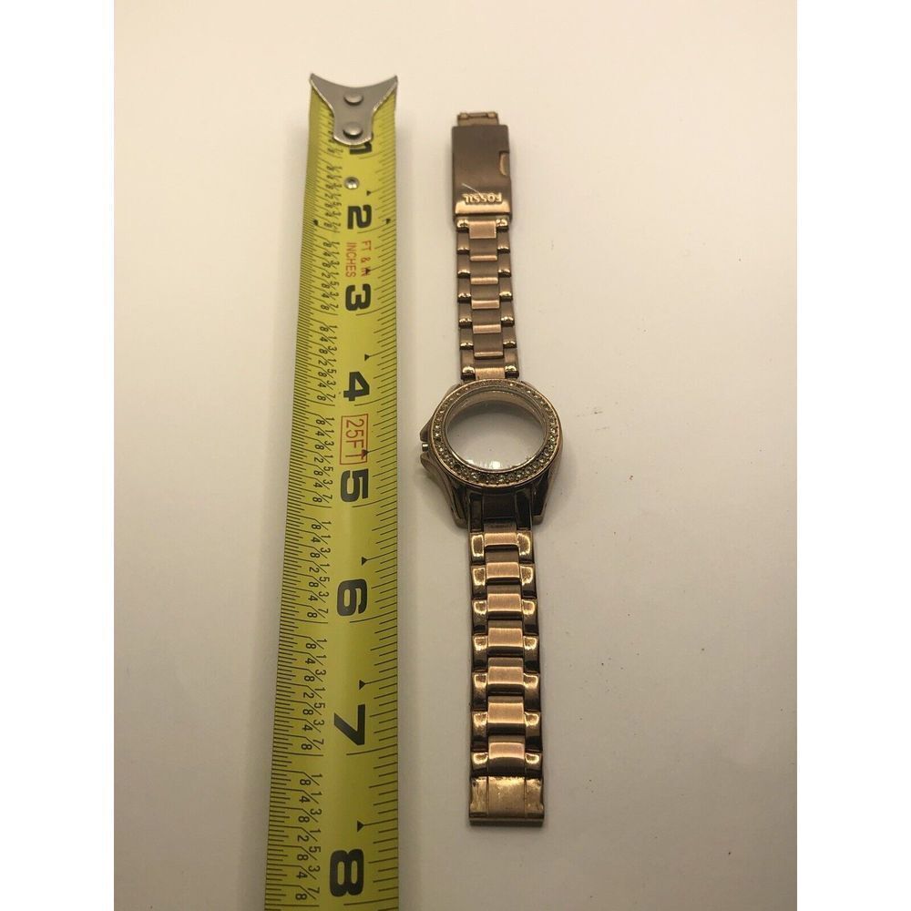 Fossil Watch Parts Case 28mm Band 14mm clasp Crystal Rose Gold Tone GY284